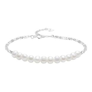 周大生碎银子几两珍珠手链银轻奢小众高级感生日情人节礼物送女友