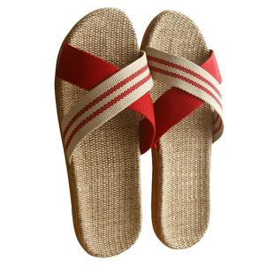 亚麻拖鞋室内家居情侣凉拖鞋女夏季防滑厚底棉麻拖鞋男士夏天家用