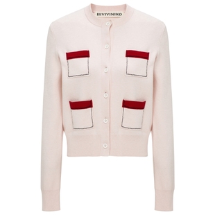 【棉羊绒混纺】IIIVIVINIKO2025春季新款圆领小香风针织开衫女