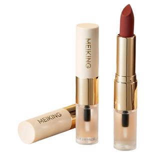 美康粉黛MEIKING云雾双效持色口红双头雨衣唇釉女学生平价膏哑光
