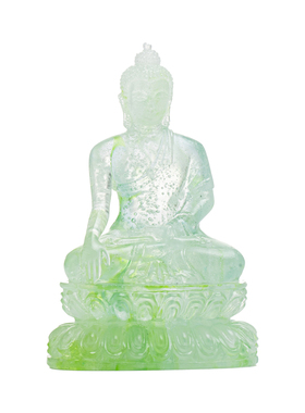 家用客厅佛堂寺庙供奉桌面装饰茶道摆件古法琉璃阿弥陀佛菩萨佛像