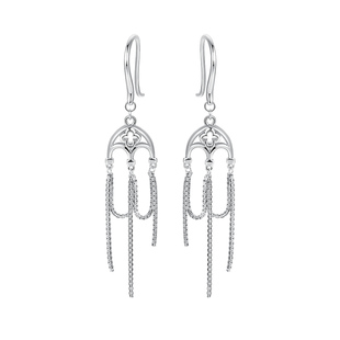 明牌珠宝铂金风铃低吟耳饰 PT950四叶草流苏耳钩闪亮耳线BFH0076