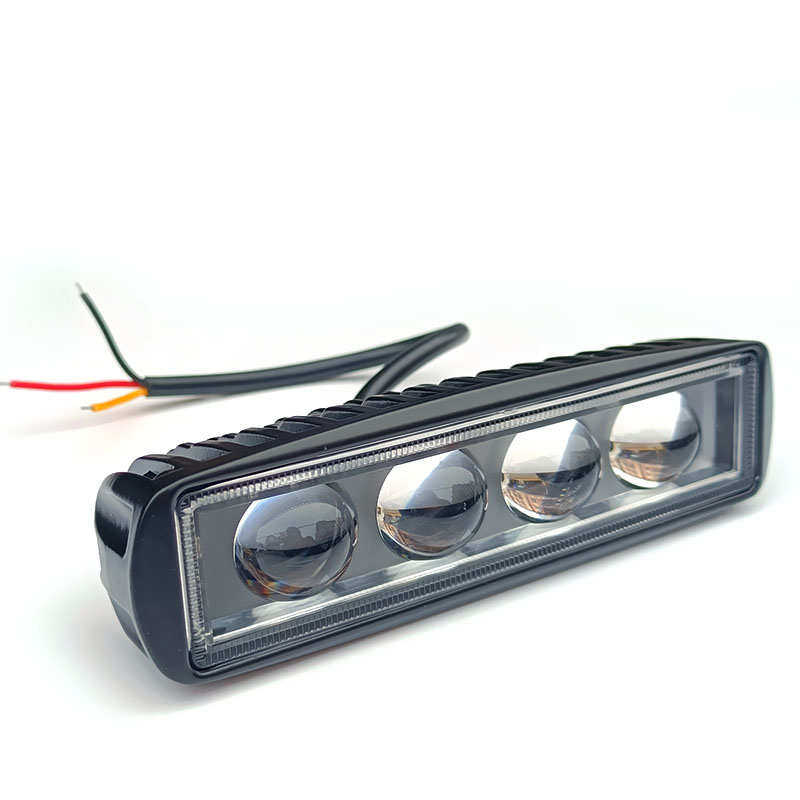 汽车改装中网灯一字小长条灯远近光灯黄白双色防雾灯加厚铝壳超亮