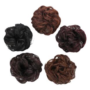 盘发丸子头发圈假发花苞仿真发卷哑光丝夏季盘发发圈高丸子发圈