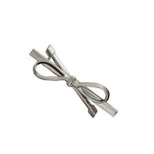 银色金属蝴蝶结发夹女2025新款高端发卡夹子头饰侧边夹鸭嘴夹发饰