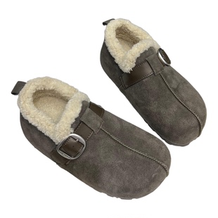 真皮厚底勃肯鞋女2026春季新款内增高百搭休闲两穿复古单鞋乐福鞋