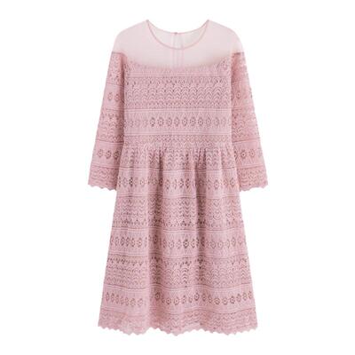 0透肤拼接蕾丝花边婚礼连衣裙