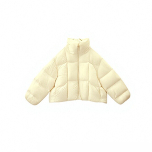 2025冬装女童三防泡芙羽绒服儿童短款立领加厚90白鸭绒外套保暖潮