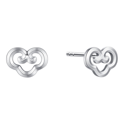 潮宏基铂雅铂金耳钉祥云纹