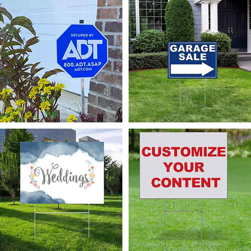 跨境厂家供应铝制八角警告家庭庭院牌ADT支架外贸警示标识带安全