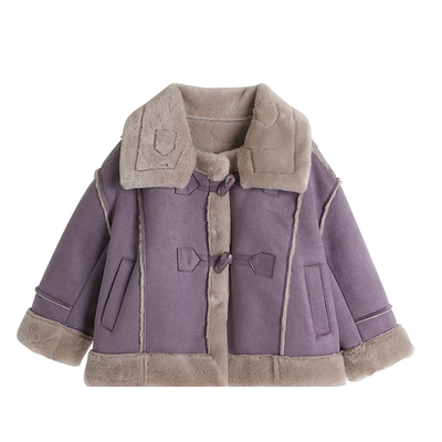 沫沫家女童加绒加厚高领毛绒外套