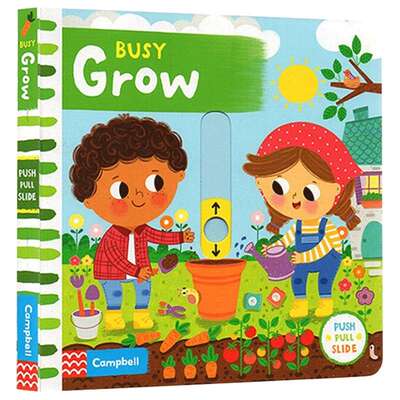 忙碌的成长 英文原版绘本 Busy Grow 忙碌的生长 Busy Books系列 幼儿英语启蒙抽拉机关操作纸板书 亲子共读 英文版进口书籍