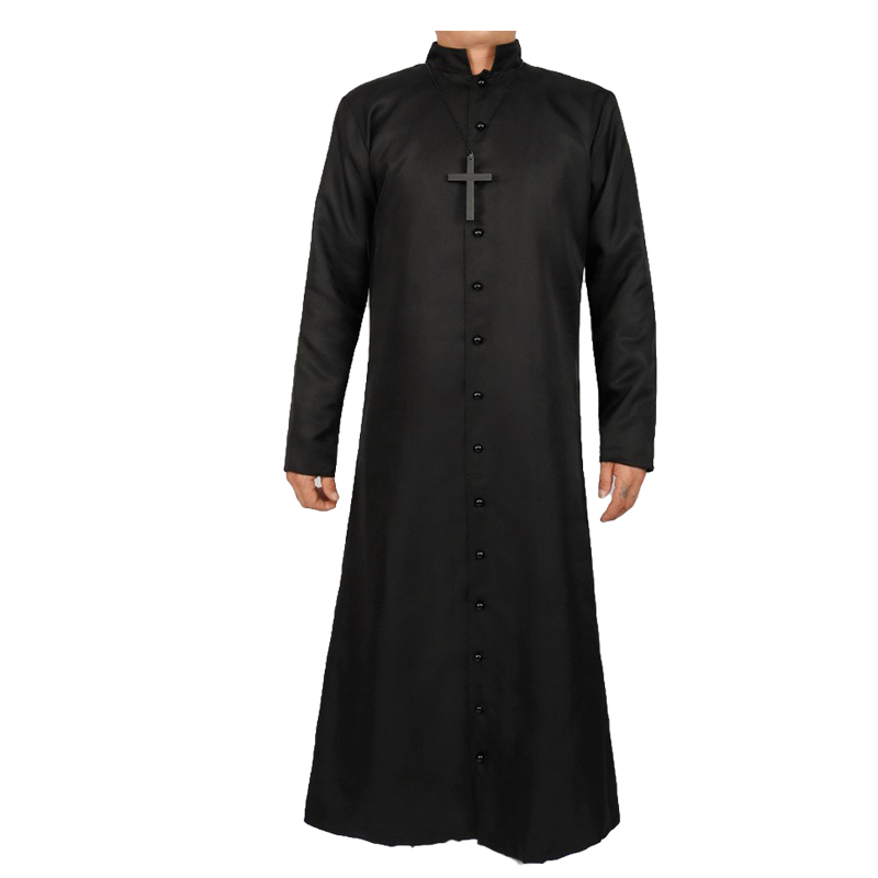 万圣节牧师cos服中世纪复古长款