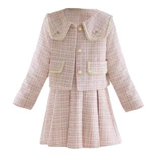 女童连衣裙秋冬儿童冬季裙子套装小女孩洋气公主裙新年小香风衣服