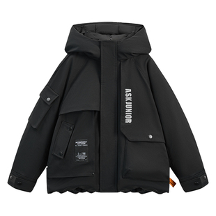 ask儿童羽绒服2025冬季新款男童连帽保暖运动外套