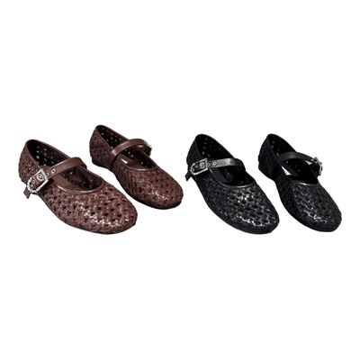 镂空编织玛丽珍鞋平底复古单鞋女