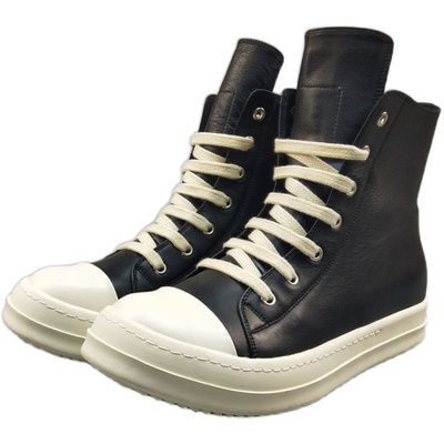 ro高帮鞋男厚底蜡面女情侣系带