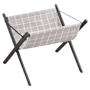 实木黑色帆布杂志架酒店布艺收纳架折叠报刊架展示架客厅报纸架