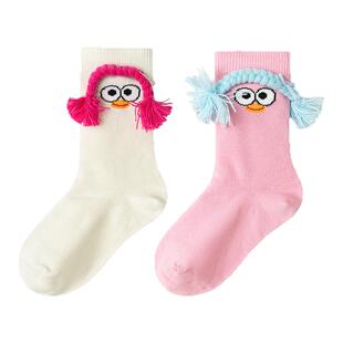 巴拉巴拉男女童袜子秋季新品儿童中筒袜软弹两双装萌