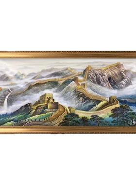 万里长城手绘油画装饰画新中式客厅办公室挂画山水画靠山图壁画