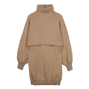 NEELLY纳俪商场同款冬季新款高领毛衣女时尚套装两件套连衣裙高级