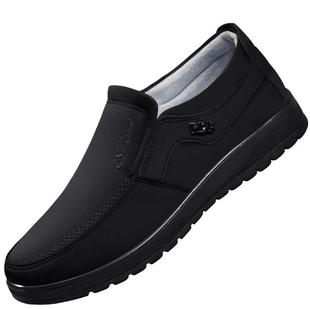 老北京布鞋男款防水软底透气老人鞋中老年舒适黑色工作防滑爸爸鞋