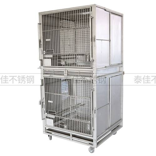 实验室猴笼水冲式托盘钢丝笼双层组合饲养猴笼不锈钢实验室猴笼
