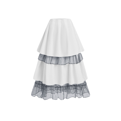 UNR25秋冬新款格纹拼接蛋糕半裙