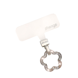 双域水钻小花旋转夹片手机挂绳薄垫片不顶壳不影响充电手机链串圆圈金属挂钩扣环连接垫压透明片挂件通用新品