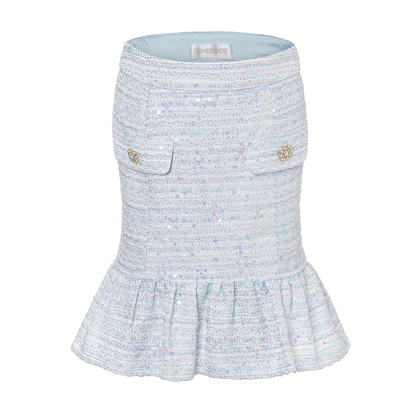 花儿开了2025秋季新款小香风粗花呢包臀裙高端亮片褶皱修身鱼尾裙