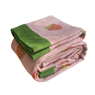 A类纯棉纱布床单不皱粉色草莓儿童全棉盖毯卧室床盖夏季空调毯子