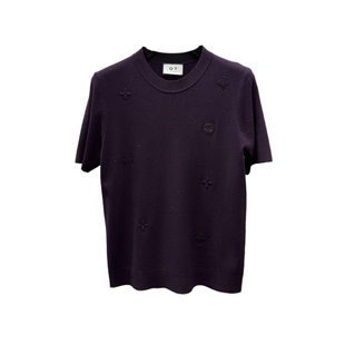 春秋新款男士休闲圆领修身轻奢烫钻满天星压花短袖针织毛衣T恤