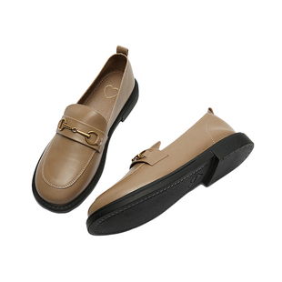 软皮软底乐福鞋女JK制服鞋单鞋平底2025秋季新款圆头英伦小皮鞋潮