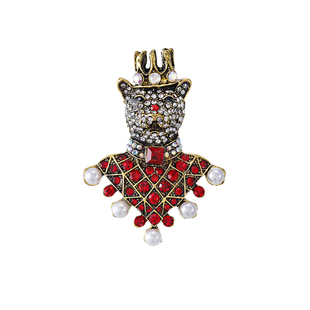 欧美个性独特创意狗熊胸针高档西装胸花合金水钻动物复古外套别针