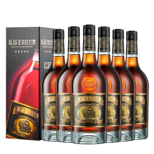 【张裕官方】金奖白兰地臻藏5年洋酒40度整箱500ml*6瓶调酒旗舰店
