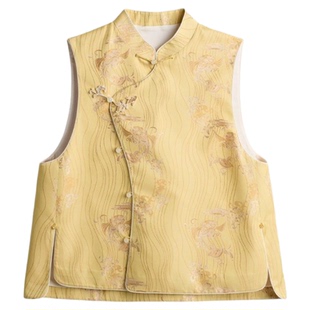 曼加塔【上久楷·自领风骚】真丝波嬉新中式女装女装女装马甲5041