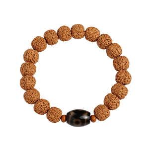 帝王花小金刚菩提手串单圈原籽爆肉双龙纹佛珠文玩天珠男女士配饰