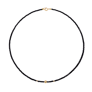 若华珠宝羽墨 黑尖晶石小项链女18K金锁骨链彩金颈饰吊坠礼物定制