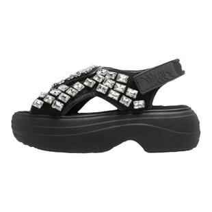 BLOCCO5女鞋春夏厚底拖鞋增高时尚水钻魔术贴户外休闲女凉鞋