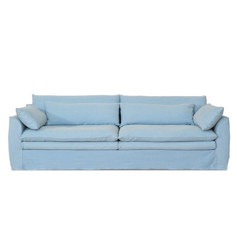 POZON朴琢/风信子牛仔布侘寂风布艺棉麻沙发怀抱可拆洗亚麻奶油风