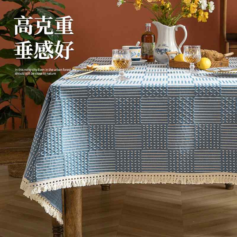 北欧风加厚仿棉麻餐桌装饰布防滑台布方形书桌电视柜烫布防垫茶几