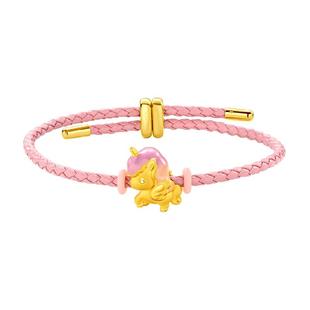 周大福新款卡通独角兽足金黄金转运珠女配绳生日礼物 EOR1300