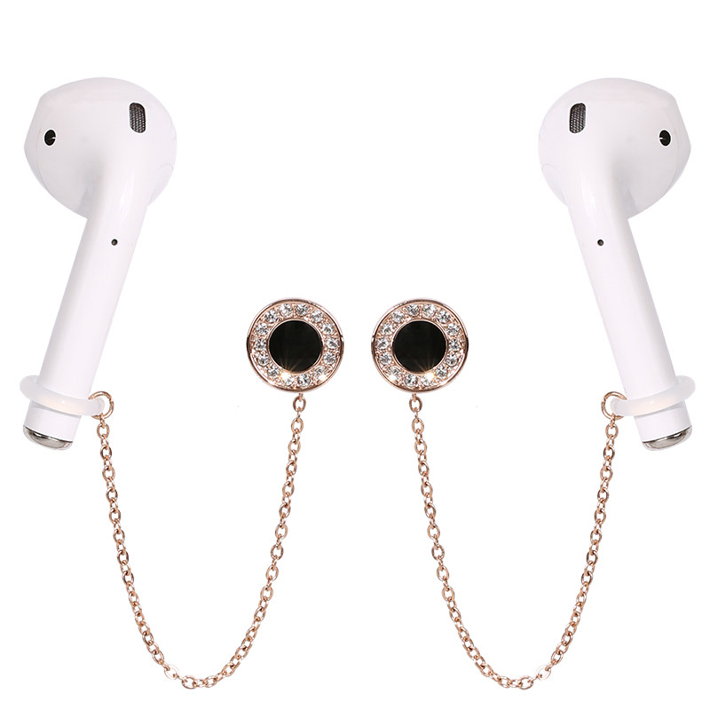 耳机防丢耳环airpods2防掉无线链绳小钻玫瑰金圆形耳饰女气质耳钉