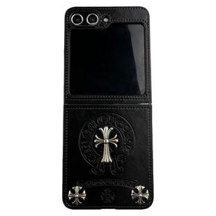 复古风黑适用三星zflip6手机壳新品zflip5保护套zflip4/3浮雕立体十字架潮牌高档个性创意男女网红zflip7外壳