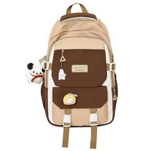 撞色学院风书包女生初中生电脑背包大容量结实耐用高中学生双肩包