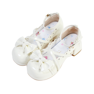 正品清仓洛丽塔 蝶恋花 久久Lolita原创甜美中跟圆头蝴蝶结女单鞋