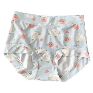 花仙子冰丝女士内裤2026年新款轻奢印花高腰大码包臀10A抗菌底裤