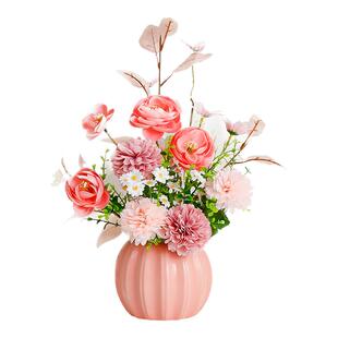 轻奢高级感逼真花艺盆栽桌面摆件假花仿真花摆设客厅餐桌摆花仿生