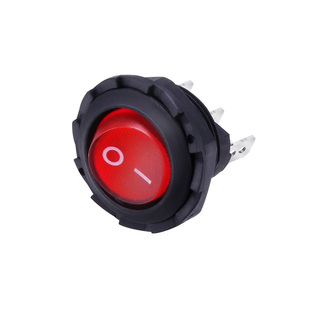 上开牌船型开关带灯KCD8圆形船形电源开关3脚 6A 220V 开孔：20mm