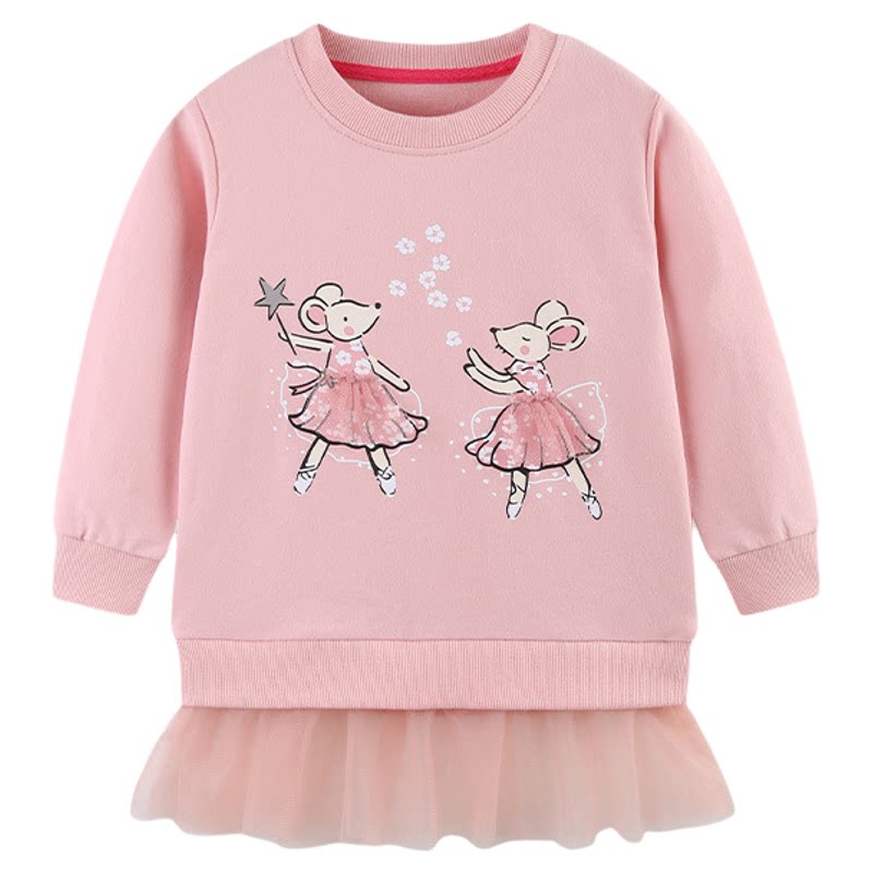 女童卫衣可爱动物图案中小童圆领套头衫纯棉girl sweatshirt fall